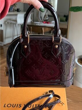 Louis Vuitton Vernis Alma BB Satchel in Burgundy Patent